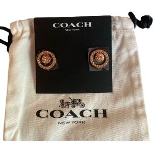 Coach Rose Gold Crystal Crescent Earrings